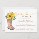 カウボーイ素朴ブーツ水色ベビーシャワー郵便 招待状 (正面)