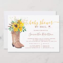 カウボーイ素朴ブーツ水色ベビーシャワー郵便 招待状