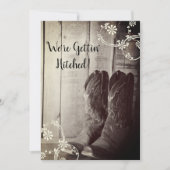 カウボーイ素朴ブーツ西ウェディング日付を保存 招待状 (正面)