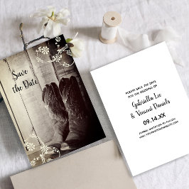 カウボーイ素朴ブーツ西ウェディング日付を保存 招待状