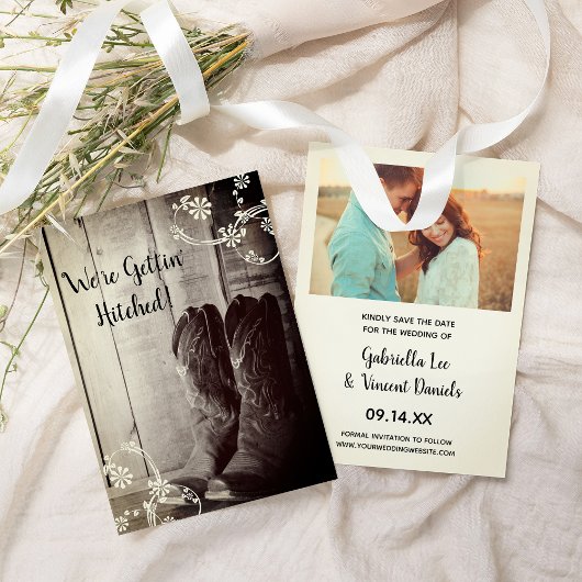 カウボーイ素朴ブーツ西ウェディング日付を保存 招待状