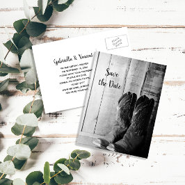 カウボーイ素朴ブーツ西ウェディング日付を保存 案内ポストカード