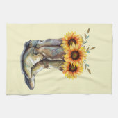 カウボーイ素朴ブーツ(ひまわり) キッチンタオル (横)