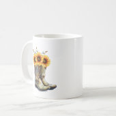 カウボーイ素朴ブーツ(ひまわり) コーヒーマグカップ (正面左)