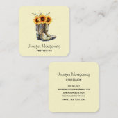 カウボーイ素朴ブーツ(ひまわり) スクエア名刺 (正面/裏面)