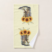 カウボーイ素朴ブーツ(ひまわり) バスタオルセット (ハンドタオル)