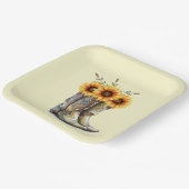 カウボーイ素朴ブーツ（ひまわり） ペーパープレート (傾斜あり)