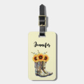 カウボーイ素朴ブーツ(ひまわり) ラゲッジタグ (正面縦)