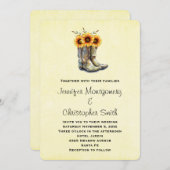 カウボーイ素朴ブーツ(ひまわり) 招待状 (正面/裏面)