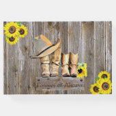 カウボーイ素朴ブーツ&サンフラワー結婚ズゲストボー ゲストブック (裏面)