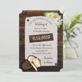 カウボーイ素朴ブーツ,帽子とデイジーズ結婚 招待状 (スタンド正面)