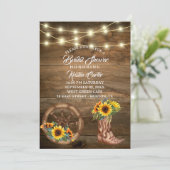 カウボーイ素朴ブートサンフラワーウェスタンブライダルシャワー 招待状 (スタンド正面)