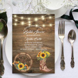 カウボーイ素朴ブートサンフラワーウェスタンブライダルシャワー 招待状