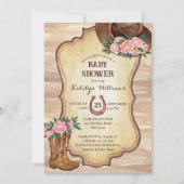 カウボーイ素朴ブ感じー帽の水の色 招待状 (正面)