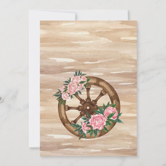 カウボーイ素朴ブ感じー帽の水の色 招待状 (裏面)