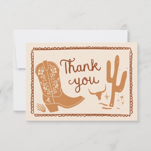 カウボーイ素朴ベイビーシャワーサンキューカード サンキューカード (正面)