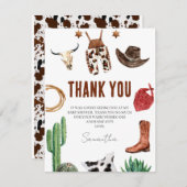 カウボーイ素朴ベイビーシャワーサンキューカード 招待状 (正面/裏面)