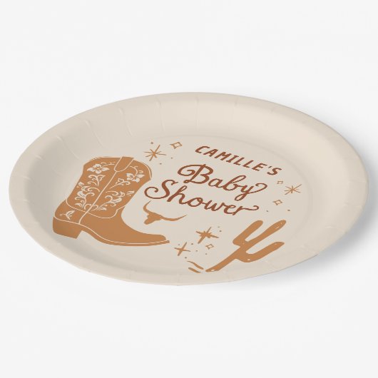 カウボーイ素朴ベイビーシャワー紙プレート ペーパープレート (アングル)