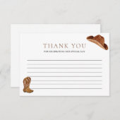 カウボーイ素朴ベイビーシャワー サンキューカード (正面/裏面)