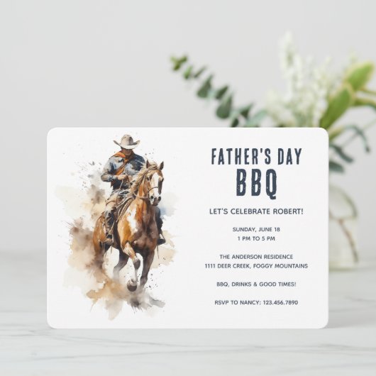 カウボーイ素朴ホースカントリー父の日BBQ 招待状 (スタンド正面)