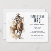 カウボーイ素朴ホースカントリー父の日BBQ 招待状 (正面)