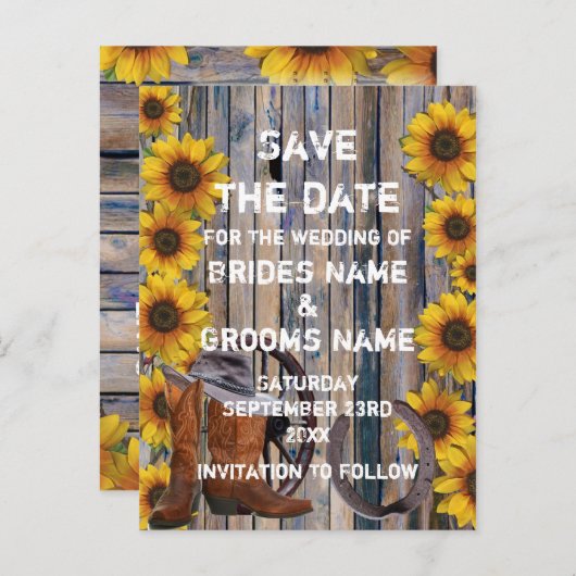 カウボーイ素朴ーをテーマにした国のスタイル日付を保存 案内ポストカード (正面/裏面)