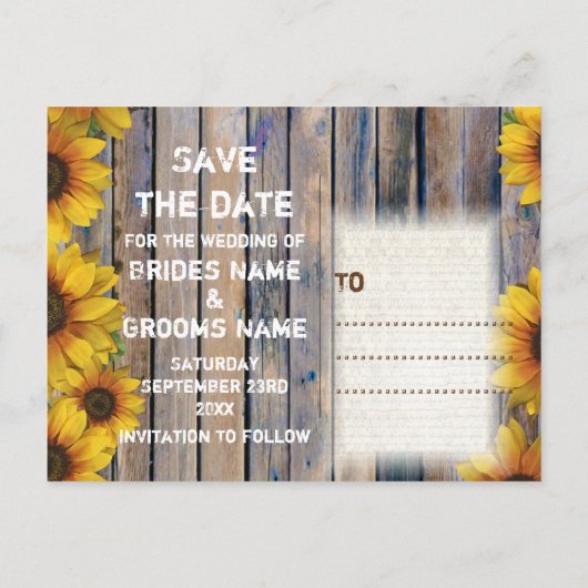 カウボーイ素朴ーをテーマにした国のスタイル日付を保存 案内ポストカード (裏面)