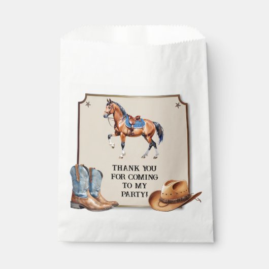 カウボーイ素朴乗馬バースデーパーティー フェイバーバッグ (正面)