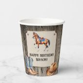 カウボーイ素朴乗馬バースデーパーティー 紙コップ (裏面)