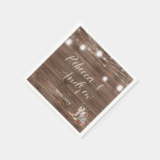 カウボーイ素朴女性のカーボーイブーツストリングライト結婚ズ スタンダードカクテルナプキン (角)