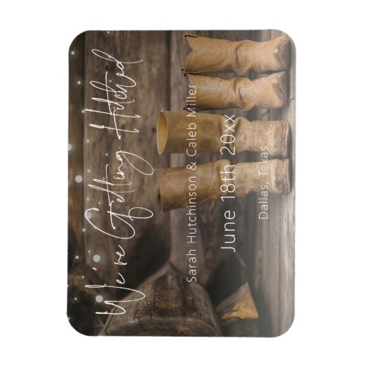 カウボーイ素朴牧場の結婚式の日付を保存 マグネット (縦)