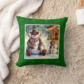 カウボーイ素朴雪だるまウォーター色装飾用クッション クッション (ブランケット)