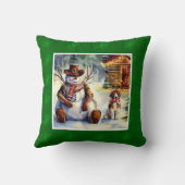 カウボーイ素朴雪だるまウォーター色装飾用クッション クッション (裏面)