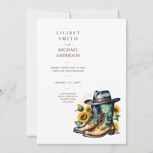 カウボーイ結婚の誕生日赤ちゃんシャワー退職 招待状 (正面)