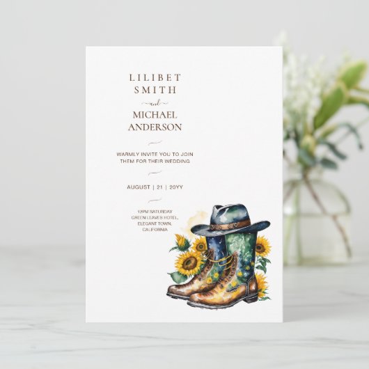 カウボーイ結婚の誕生日赤ちゃんシャワー退職 招待状 (スタンド正面)