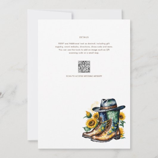 カウボーイ結婚の誕生日赤ちゃんシャワー退職 招待状 (裏面)