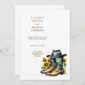 カウボーイ結婚の誕生日赤ちゃんシャワー退職 招待状 (正面/裏面)