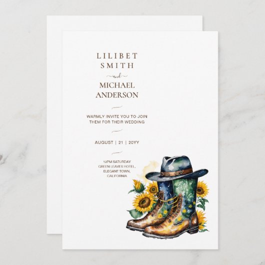 カウボーイ結婚の誕生日赤ちゃんシャワー退職 招待状 (正面/裏面)