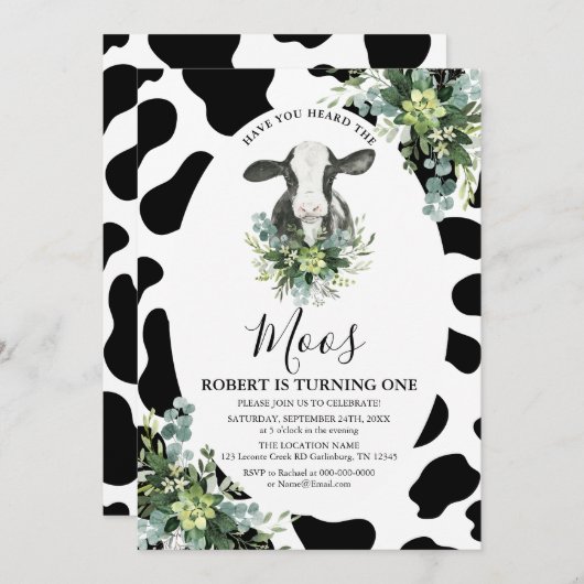 カウボーイ聞いたことがあるMoos誕生日招待状 招待状 (正面/裏面)