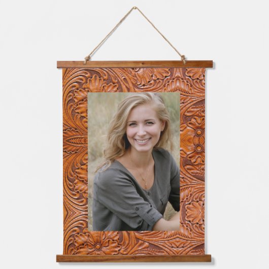 カウボーイ西の国の工具付き革のカスタム写真 吊り下げ型タペストリー (正面)