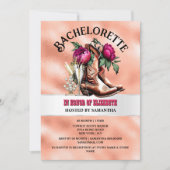 カウボーイ西ブーツマゼンタ桃の泡立ちシック 招待状 (正面)