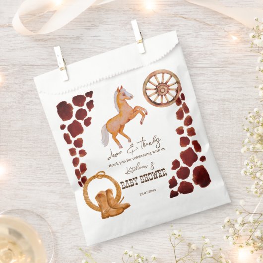 カウボーイ西ロデオ赤ちゃんシャワー フェイバーバッグ (クリップ留めされた状態)