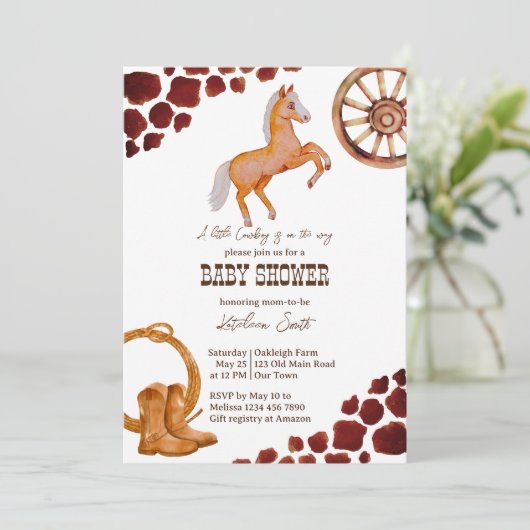 カウボーイ西ロデオ赤ちゃんシャワー 招待状 (スタンド正面)