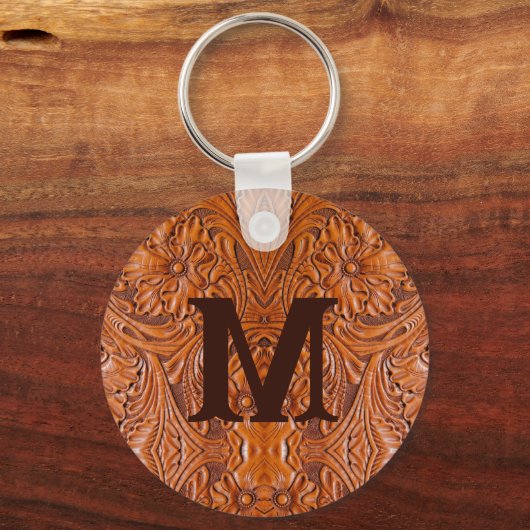 カウボーイ西素朴国結婚式モノグラム キーホルダー (正面)