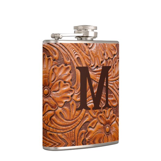 カウボーイ西素朴国結婚式モノグラム フラスク (右)