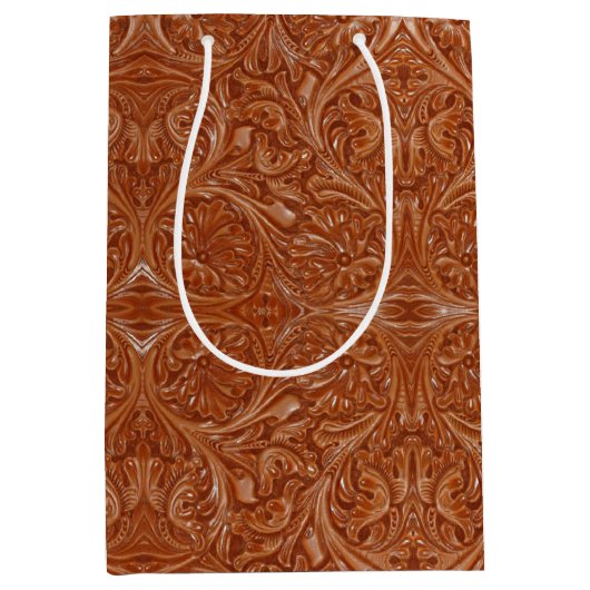 カウボーイ西部の国のパターン工具革 ミディアムペーパーバッグ (正面)