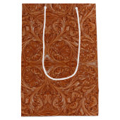 カウボーイ西部の国のパターン工具革 ミディアムペーパーバッグ (裏面)