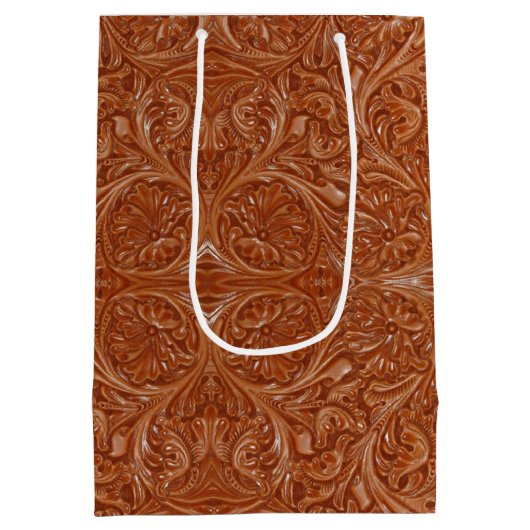 カウボーイ西部の国のパターン工具革 ミディアムペーパーバッグ (裏面)