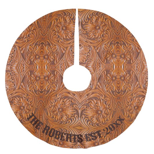 カウボーイ西部の国の工具付き革の姓 ブラッシュドポリエステルツリースカート (正面)