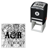 カウボーイ西部の田舎の結婚式のカップルのモノグラム セルフインキングスタンプ (インサイチュ)